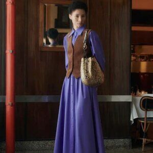 Tory Burch Cotton Poplin Purple Maxi Dress